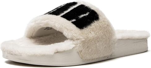 صنادل كاجوال للسيدات من PUMA Leadcat 2.0 Fuzz Slide بكعب منخفض 1-2 بوصة - أسود in Kuwait