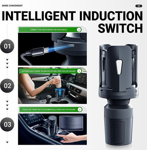 Intelligent Car Cup Holder Expander, Automatic Adjustable, Fits 2.76-4.82in for Coffee Mugs & Large Water Bottles & Travel Tumbler，Auto Cup Holder with Adjustable Insert Accessories in Saudi Arabia