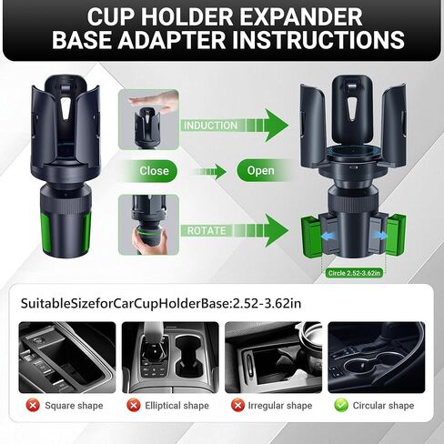 Intelligent Car Cup Holder Expander, Automatic Adjustable, Fits 2.76-4.82in for Coffee Mugs & Large Water Bottles & Travel Tumbler，Auto Cup Holder with Adjustable Insert Accessories in Saudi Arabia