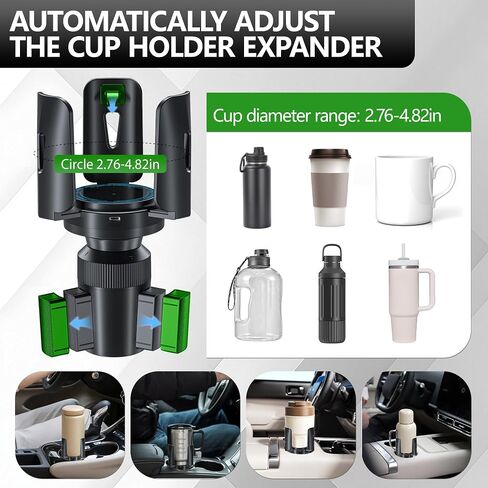 Intelligent Car Cup Holder Expander, Automatic Adjustable, Fits 2.76-4.82in for Coffee Mugs & Large Water Bottles & Travel Tumbler，Auto Cup Holder with Adjustable Insert Accessories in Saudi Arabia