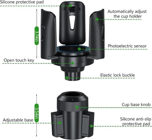 Intelligent Car Cup Holder Expander, Automatic Adjustable, Fits 2.76-4.82in for Coffee Mugs & Large Water Bottles & Travel Tumbler，Auto Cup Holder with Adjustable Insert Accessories in Saudi Arabia
