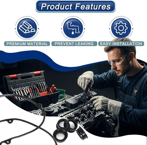 VS50604R Engine Valve Cover Gasket Set Compatible with 2.4L Mitsubishi Outlander Lancer Grandis Eclipse Galant 2004 2005 2006 2007 2008 2009 2010 2011 2012 VS10495 VS50425 MD198128 MN137117 in Saudi Arabia