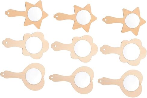 LIFKOME 9pcs DIY Wooden Mirror Handmade Small Mirrors Decorative Cosmetic Kit for Boys and Girls in Saudi Arabia