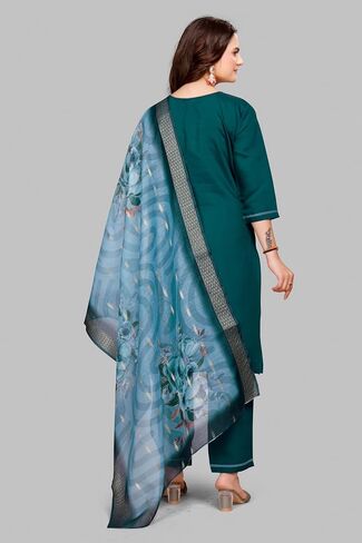 Women's Roman Silk I Kurti Pant Set With Dupatta I Traditional Ethnic Dress in Saudi Arabia