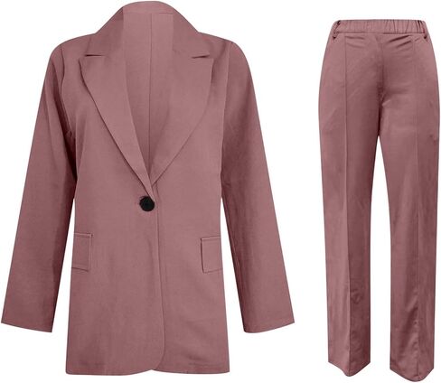 Aniywn Blazer Sets Women 2 Piece Outfits Plus Size Women Business Casual Sets Dressy Blazer Jackets Straight Leg Pants Suits in Saudi Arabia