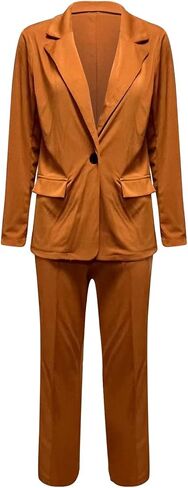 Aniywn Blazer Sets Women 2 Piece Outfits Plus Size Women Business Casual Sets Dressy Blazer Jackets Straight Leg Pants Suits in Saudi Arabia