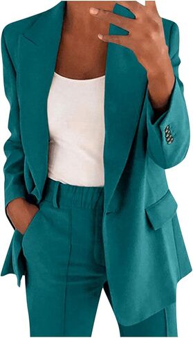 Aniywn السترة مجموعات النساء 2 قطعة وتتسابق حجم كبير سيدات الأعمال مجموعات غير رسمية متأنق السترة جاكيتات مستقيم الساق السراويل الدعاوى in Kuwait