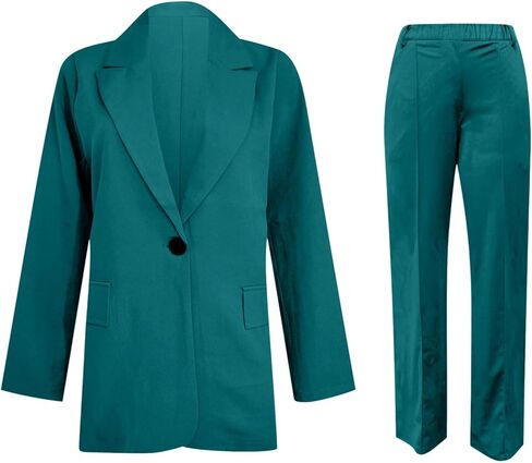 Aniywn السترة مجموعات النساء 2 قطعة وتتسابق حجم كبير سيدات الأعمال مجموعات غير رسمية متأنق السترة جاكيتات مستقيم الساق السراويل الدعاوى in Kuwait