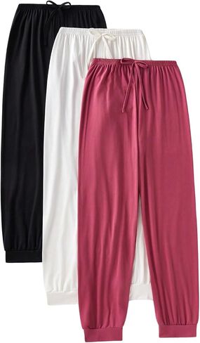 Women's 3 Pack Pajama Bottoms Bow Knot Elastic Waist Comfy Casual Pajama Lounge Pants in Saudi Arabia