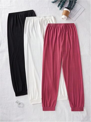 Women's 3 Pack Pajama Bottoms Bow Knot Elastic Waist Comfy Casual Pajama Lounge Pants in Saudi Arabia