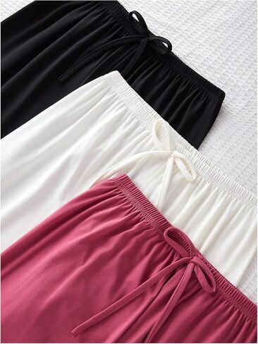 Women's 3 Pack Pajama Bottoms Bow Knot Elastic Waist Comfy Casual Pajama Lounge Pants in Saudi Arabia