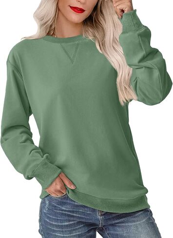 Womens Long Sleeve Sweatshirt Casual Crew Neck T Shirt Cute Pullover Tops Lightweight Loose Fit Sweater 2025 Fall Outfit in Saudi Arabia