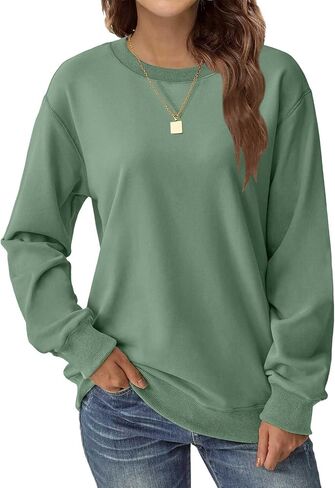 Womens Long Sleeve Sweatshirt Casual Crew Neck T Shirt Cute Pullover Tops Lightweight Loose Fit Sweater 2025 Fall Outfit in Saudi Arabia