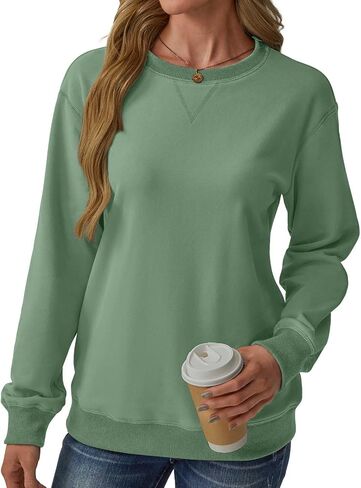 Womens Long Sleeve Sweatshirt Casual Crew Neck T Shirt Cute Pullover Tops Lightweight Loose Fit Sweater 2025 Fall Outfit in Saudi Arabia
