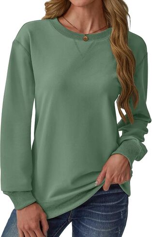 Womens Long Sleeve Sweatshirt Casual Crew Neck T Shirt Cute Pullover Tops Lightweight Loose Fit Sweater 2025 Fall Outfit in Saudi Arabia