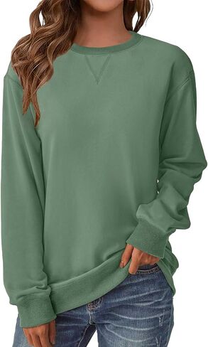 Womens Long Sleeve Sweatshirt Casual Crew Neck T Shirt Cute Pullover Tops Lightweight Loose Fit Sweater 2025 Fall Outfit in Saudi Arabia