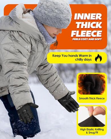 قفازات شتوية للأطفال للجري للطقس البارد تعمل باللمس قفازات دافئة للمشي لمسافات طويلة وركوب الدراجات قفاز للأطفال من سن 4 إلى 12 سنة in Kuwait