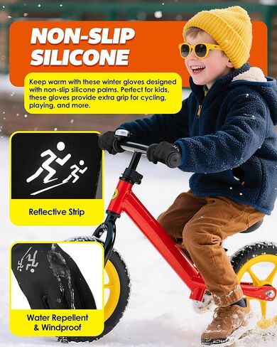 قفازات شتوية للأطفال للجري للطقس البارد تعمل باللمس قفازات دافئة للمشي لمسافات طويلة وركوب الدراجات قفاز للأطفال من سن 4 إلى 12 سنة in Kuwait