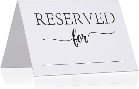 20 Pcs Reserved Table Signs, 4 x 6 Inch Reserved Seating Sign for Wedding Double Sided White Reserve Sign with Name Line Folded Place Cards for Reserving Seats Restaurant Reception Business Meeting in Saudi Arabia