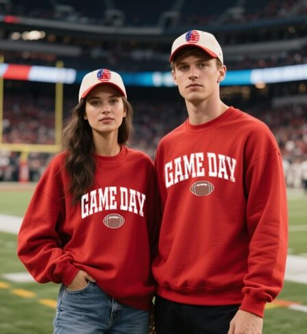 Game Day Sweatshirt for Women Cute Football Graphic Pullover Shirt Football Season Long Sleeve Tops in Saudi Arabia