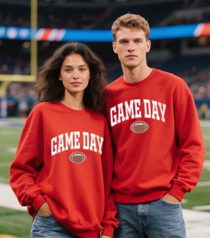 Game Day Sweatshirt for Women Cute Football Graphic Pullover Shirt Football Season Long Sleeve Tops in Saudi Arabia