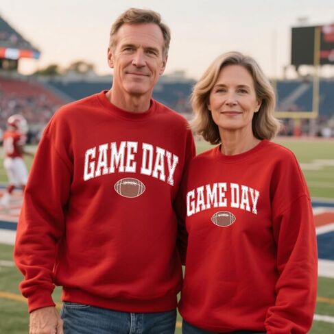 Game Day Sweatshirt for Women Cute Football Graphic Pullover Shirt Football Season Long Sleeve Tops in Saudi Arabia
