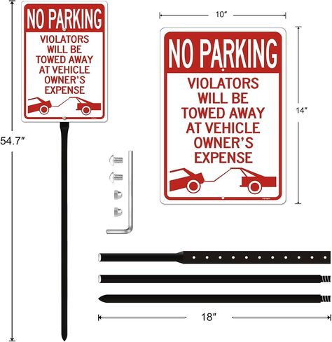 No Parking Signs,（2pack）Violators Will Be Towed Away Signs , 14 x 10 Inch Reflective No Parking Signs, Rust Free Aluminum, Easy to Install, Weather Resistant, UV Resistant, Water Resistant, Durable Ink in Saudi Arabia