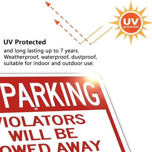 No Parking Signs,（2pack）Violators Will Be Towed Away Signs , 14 x 10 Inch Reflective No Parking Signs, Rust Free Aluminum, Easy to Install, Weather Resistant, UV Resistant, Water Resistant, Durable Ink in Saudi Arabia