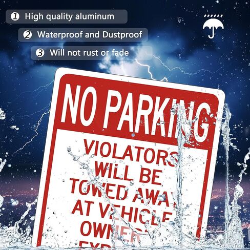 No Parking Signs,（2pack）Violators Will Be Towed Away Signs , 14 x 10 Inch Reflective No Parking Signs, Rust Free Aluminum, Easy to Install, Weather Resistant, UV Resistant, Water Resistant, Durable Ink in Saudi Arabia
