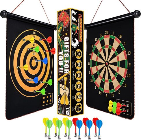 Magnetic Dart Board for Kids, Outdoor Kids Games Double Sided Dartboard Set for Boys with 12 Darts, Best Toys Gifts Ideas for Teenage Boys Teen Girls Age 6 7 8 9 10 11 12 13 14 15 16 Years in Saudi Arabia
