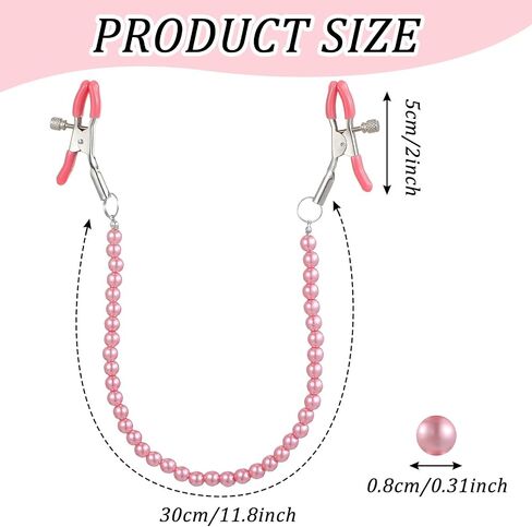 Pearl Body Chain Stainless Steel Adjustable Body Chain Non Piercing（Pink） in Saudi Arabia