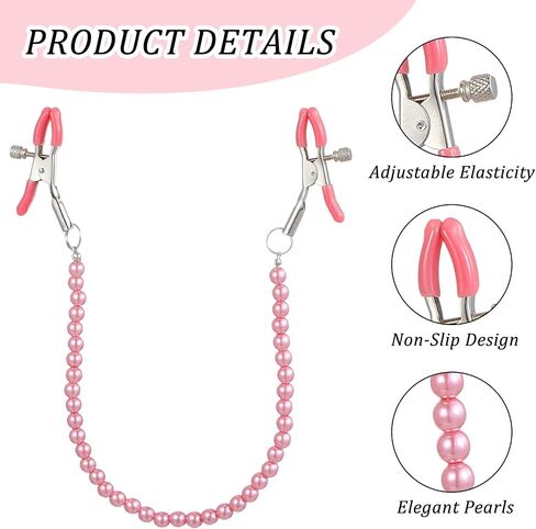 Pearl Body Chain Stainless Steel Adjustable Body Chain Non Piercing（Pink） in Saudi Arabia