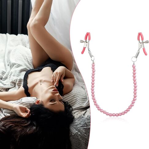 Pearl Body Chain Stainless Steel Adjustable Body Chain Non Piercing（Pink） in Saudi Arabia