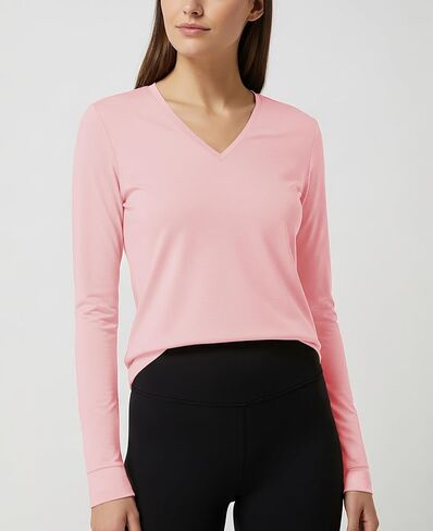 Womens Ultra Soft Long Sleeve Top | UV Sun Protection | Base Layer | All Season Performance V Neck Shirt | Multi Packs in Saudi Arabia