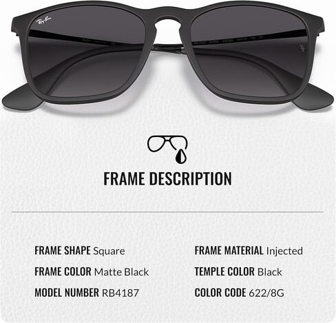 Ray-Ban RB4187 CHRIS Square Shaped Sunglasses for Men & Women with Official RAYBAN Eyewear Kit in Saudi Arabia