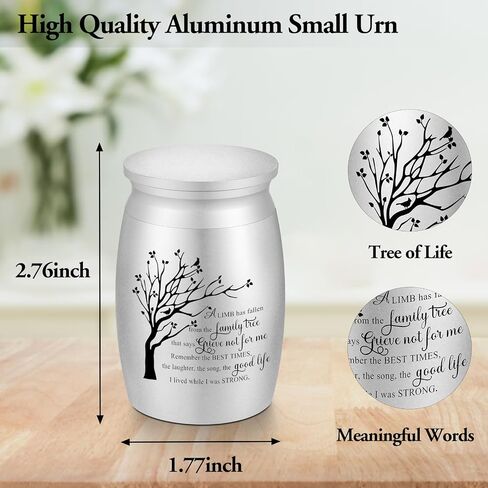 XIUDA Small Urns for Human Ashes Keepsake Tree of Life Aluminum Memorial Mini Cremation Urn for Women Men Decorative Funeral Urns in Saudi Arabia
