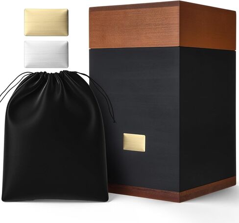 Yalikop Wooden Cremation Urn for Ashes Adult Male Black Large Funeral Urns with Bag and Engraving Plaques Burial Memorial Keepsake Ashes Box Wood Decorative Box for Human Female Dog Pet in Saudi Arabia