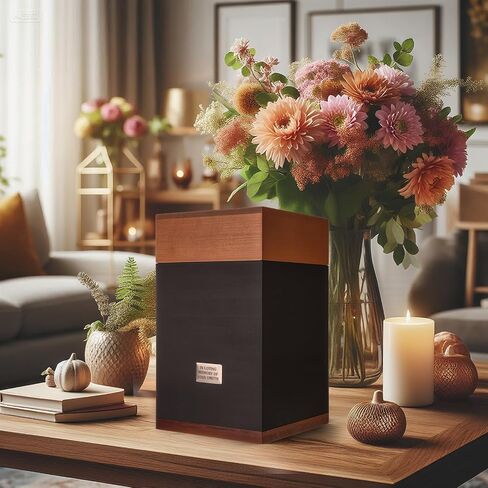 Yalikop Wooden Cremation Urn for Ashes Adult Male Black Large Funeral Urns with Bag and Engraving Plaques Burial Memorial Keepsake Ashes Box Wood Decorative Box for Human Female Dog Pet in Saudi Arabia