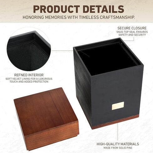Yalikop Wooden Cremation Urn for Ashes Adult Male Black Large Funeral Urns with Bag and Engraving Plaques Burial Memorial Keepsake Ashes Box Wood Decorative Box for Human Female Dog Pet in Saudi Arabia