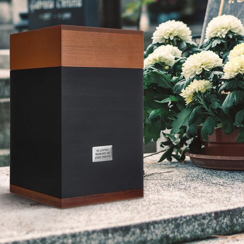 Yalikop Wooden Cremation Urn for Ashes Adult Male Black Large Funeral Urns with Bag and Engraving Plaques Burial Memorial Keepsake Ashes Box Wood Decorative Box for Human Female Dog Pet in Saudi Arabia