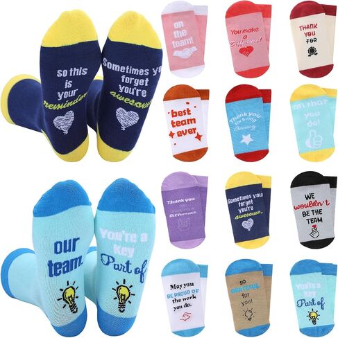 Bonuci 12 Pairs Team Appreciation Gifts for Employee Best Team Ever Crew Socks Bulk Employees Appreciation Thank You Gifts for Women Men Staff Coworker Teacher Thanksgiving Christmas Party Favors in Saudi Arabia