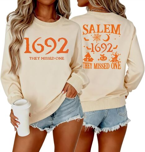 1692 They Missed One Sweatshirt Halloween Sweatshirts for Women Long Sleeve Spooky Season Shirt Pullover Sweater in Kuwait