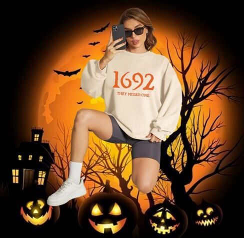 1692 They Missed One Sweatshirt Halloween Sweatshirts for Women Long Sleeve Spooky Season Shirt Pullover Sweater in Kuwait