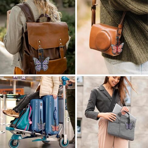 قطعتان من علامات الأمتعة على شكل فراشة من السيليكون المتين، علامات الأمتعة من السيليكون، معرفات لطيفة لحقائب السفر، ملصقات مخصصة لحقائب السفر مع أشرطة قابلة للتعديل in Kuwait