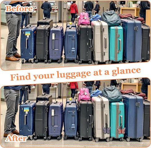 قطعتان من علامات الأمتعة على شكل فراشة من السيليكون المتين، علامات الأمتعة من السيليكون، معرفات لطيفة لحقائب السفر، ملصقات مخصصة لحقائب السفر مع أشرطة قابلة للتعديل in Kuwait