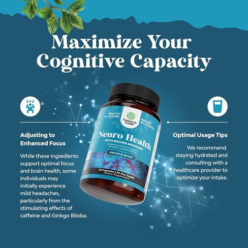 Nootropics Brain Support Supplement - Mental Focus Nootropic Memory Supplement for Brain Health & and Performance Blend, with Energy and Vitamins DMAE Bacopa and Phosphatidylserine Capsule in Kuwait