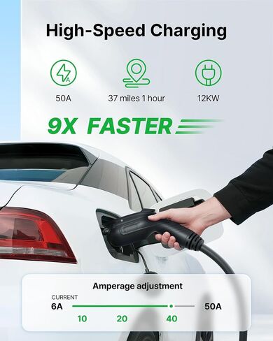 شاحن Autel Home Smart AI Level 2 EV حتى 50 أمبير، 240 فولت، محطة شحن كهربائية سريعة داخلية/خارجية مع كابل مرن بطول 25 قدم، رمادي داكن in Saudi Arabia