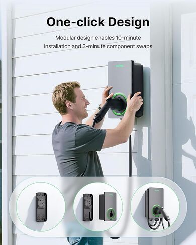 شاحن Autel Home Smart AI Level 2 EV حتى 50 أمبير، 240 فولت، محطة شحن كهربائية سريعة داخلية/خارجية مع كابل مرن بطول 25 قدم، رمادي داكن in Saudi Arabia
