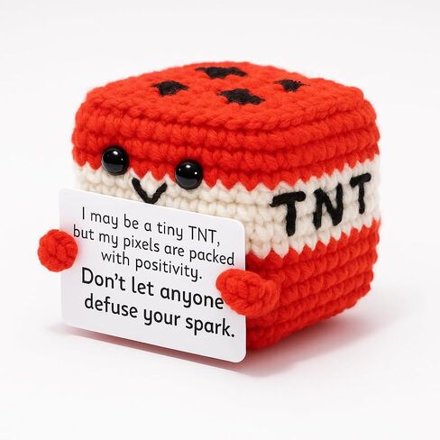 M.O.Q. Inspirational Red TNT Pixel Block Gamer Cosplay Birthday Gifts for Men Women Him Her Boy Girl - Positive Emotional Uplifting Support Small Funny Cute Handmade Crochet Friends in Saudi Arabia
