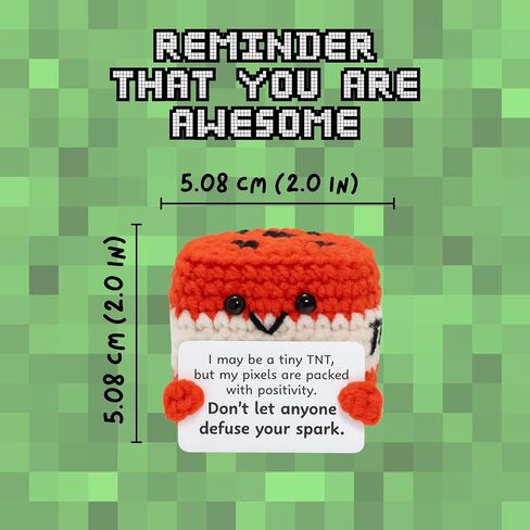 M.O.Q. Inspirational Red TNT Pixel Block Gamer Cosplay Birthday Gifts for Men Women Him Her Boy Girl - Positive Emotional Uplifting Support Small Funny Cute Handmade Crochet Friends in Saudi Arabia